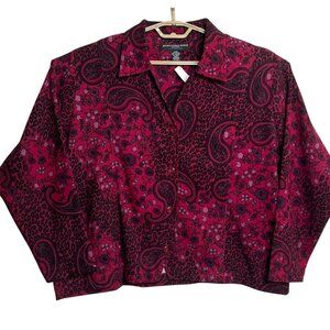 Goodclothes Petite 2XWP Paisley & Floral Cropped Button-Up Shirt 2XWP Pink Black